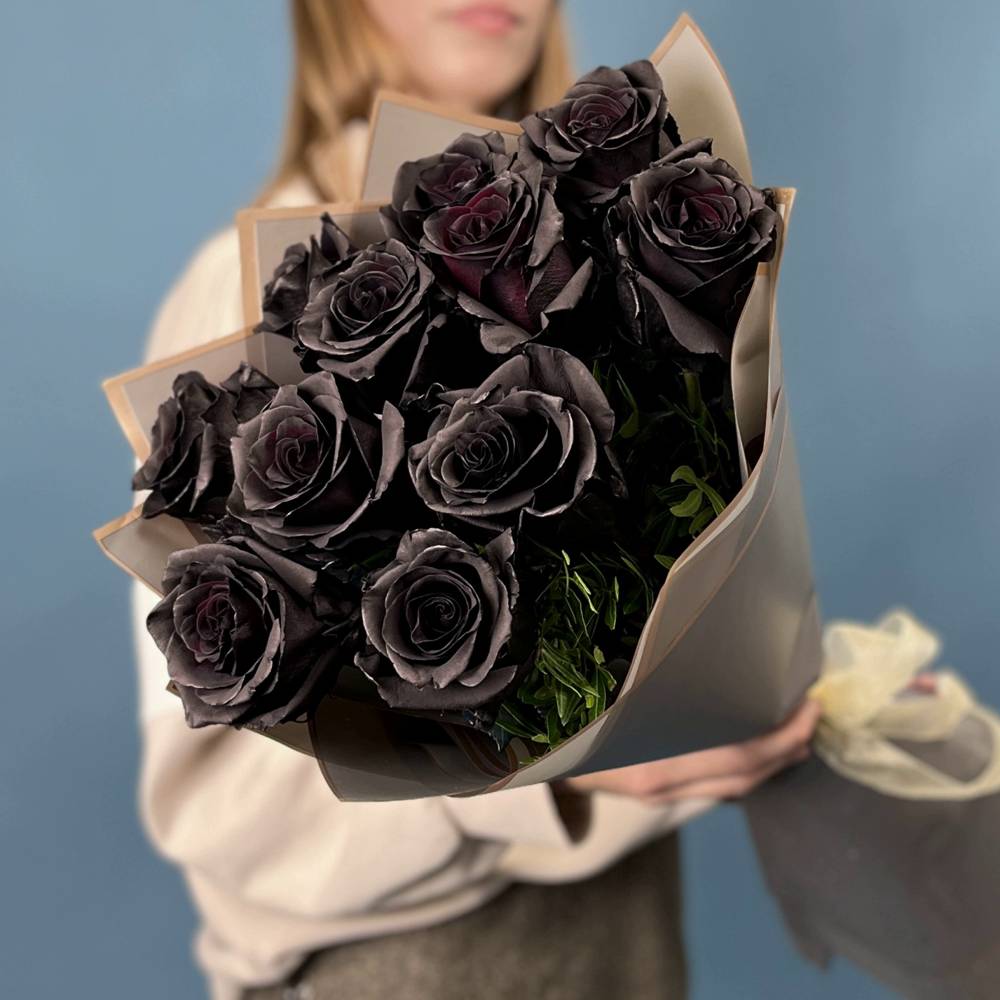 Букет из 11 чёрных роз Premium