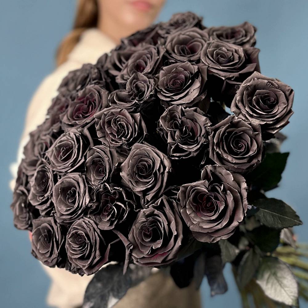 Букет из 35 чёрных роз Premium