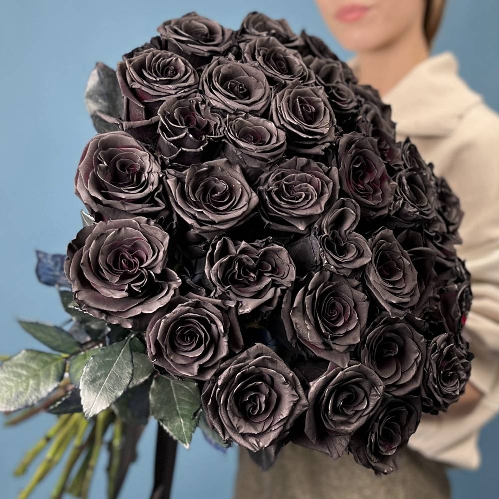 Букет из 35 чёрных роз Premium