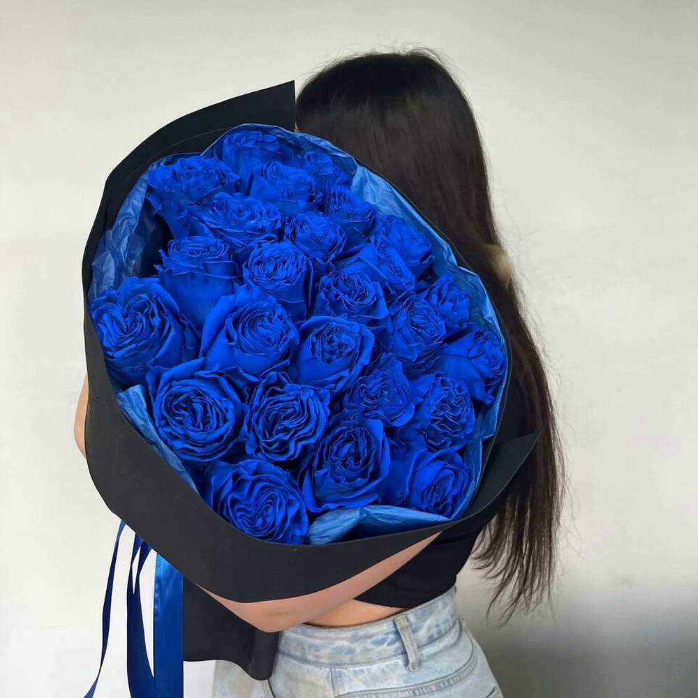 Букет из 25 синих роз Premium