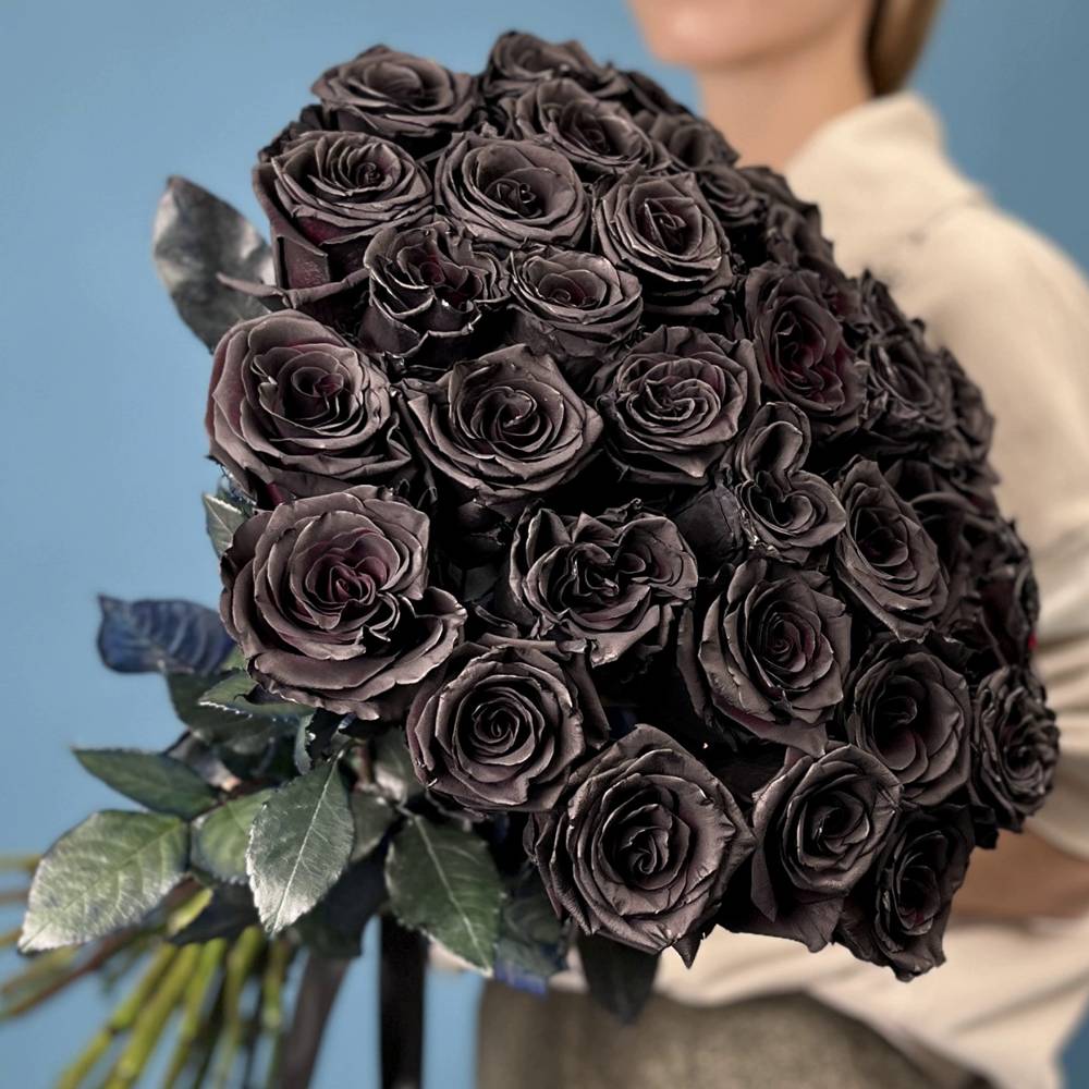 Букет из 35 чёрных роз Premium
